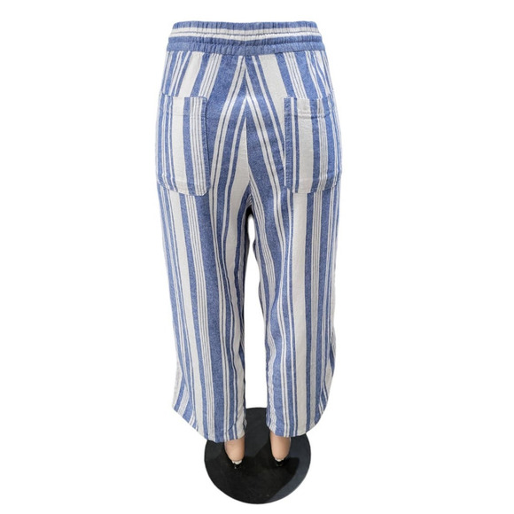 Old Navy Women's Pull On Drawstring Waist‎ Linen Blend Wide Leg Cropped Pants - Picture 6 of 12